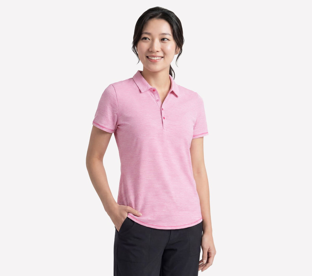 Skechers Skechers Short Sleeve On The Green Striped Polo Women