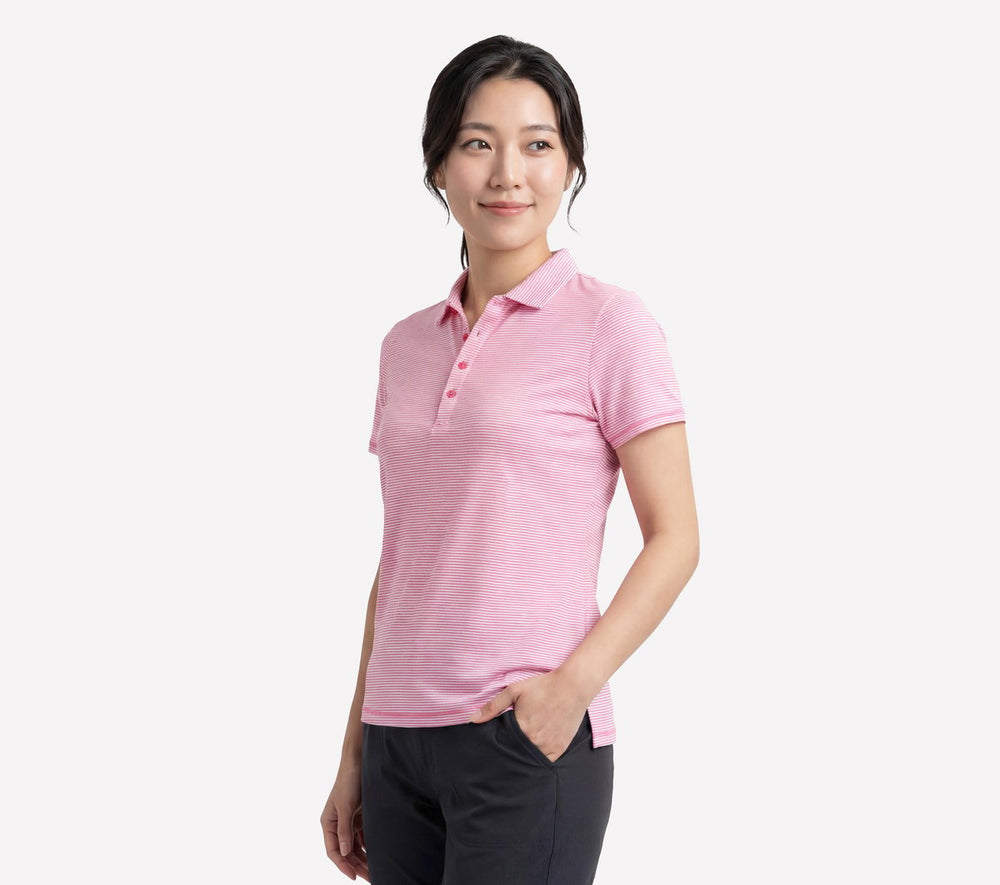 Skechers Skechers Short Sleeve On The Green Striped Polo Women