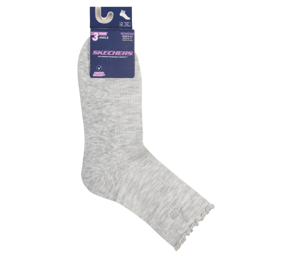 Skechers Skechers 3 Pack Women's Ankle Lettuce Socks Women